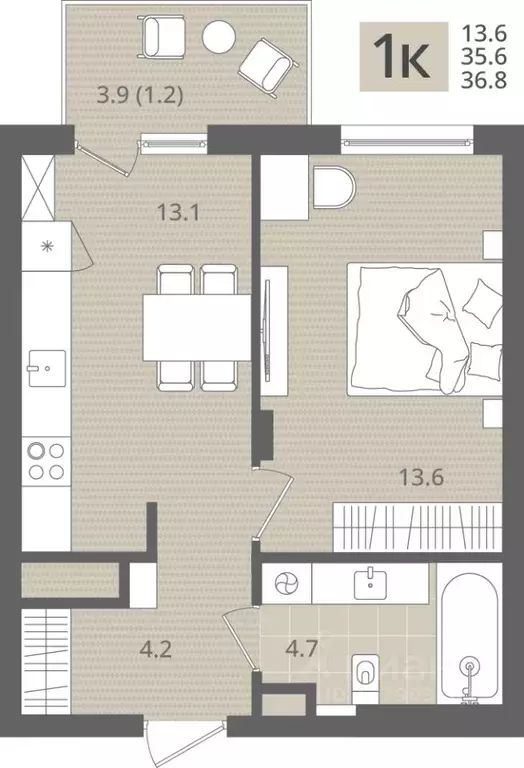 1-к кв. Калининградская область, Пионерский пос. Рыбное, Мо ре жилой ... - Фото 1