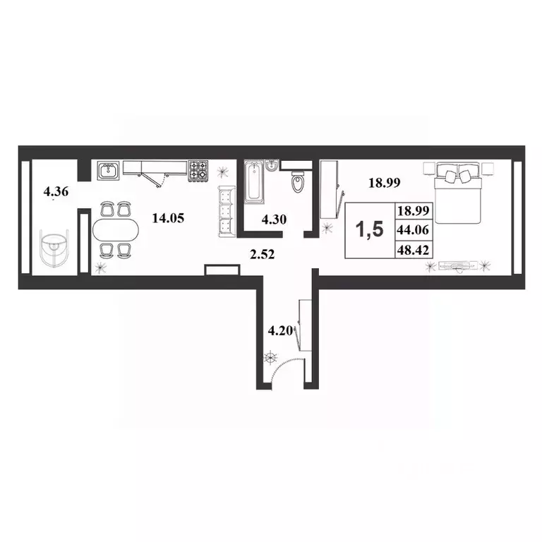 1-к кв. Новгородская область, Великий Новгород ул. Королева, 22к2 ... - Фото 1
