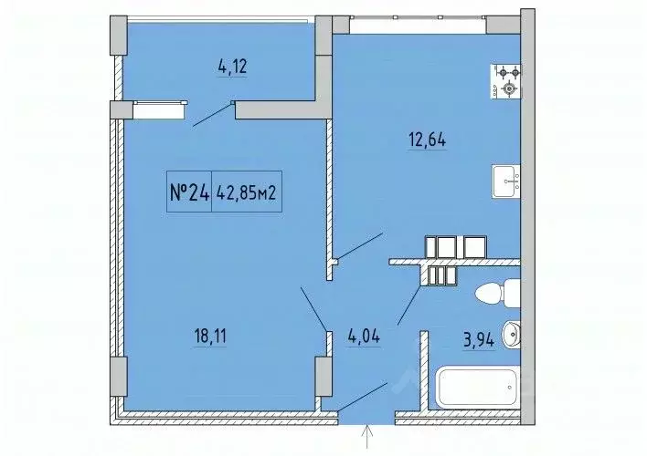 1-к кв. Крым, Феодосия ул. Грина, 43 (42.85 м) - Фото 0