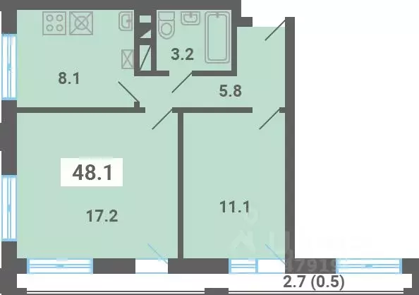 2-к кв. Московская область, Ленинский городской округ, пос. Мещерино ... - Фото 1
