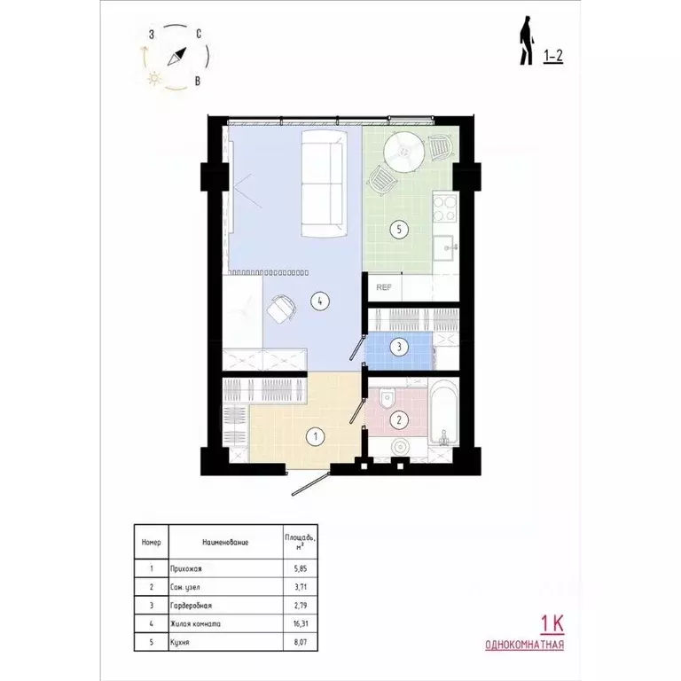 1-к кв. Приморский край, Владивосток Острогорный жилой комплекс (37.26 ... - Фото 1