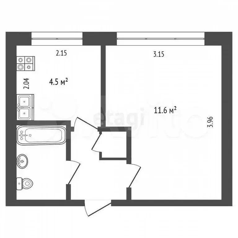 1-к. квартира, 20,5 м, 7/9 эт. - Фото 0