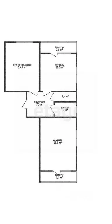 2-к кв. Краснодарский край, Новороссийск ул. Куникова, 47Ак2 (55.8 м) - Фото 2