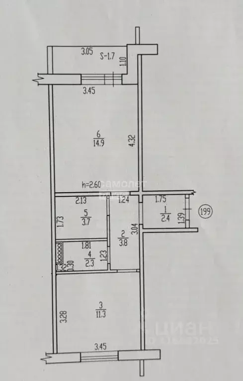 1-к кв. Брянская область, Брянск Брянский пер., 63 (40.1 м) - Фото 2