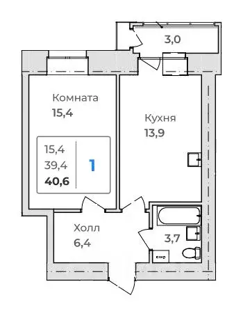 1-к кв. Амурская область, Благовещенск  (40.9 м) - Фото 0