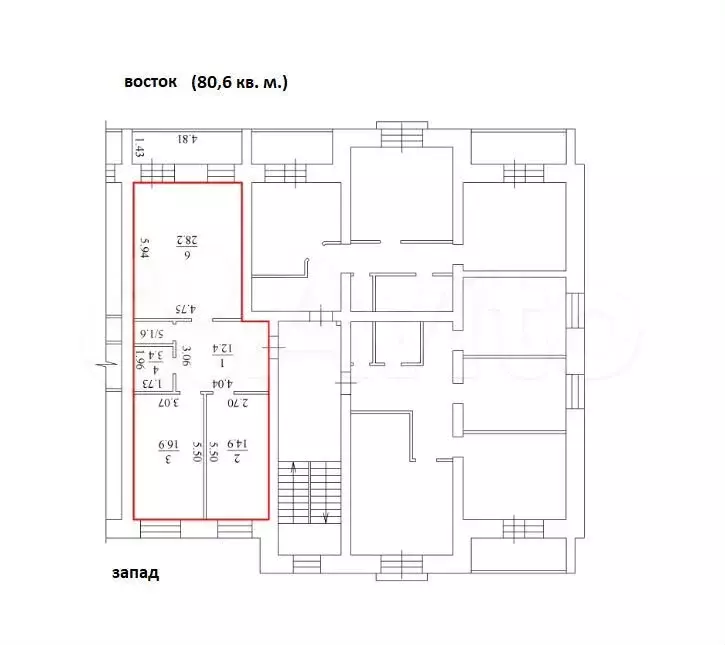 2-к. квартира, 81,1 м, 3/5 эт. - Фото 0