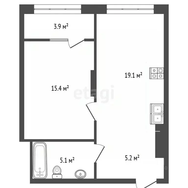 1-к кв. Тюменская область, Тюмень ул. Краснооктябрьская, 4 (48.6 м) - Фото 2