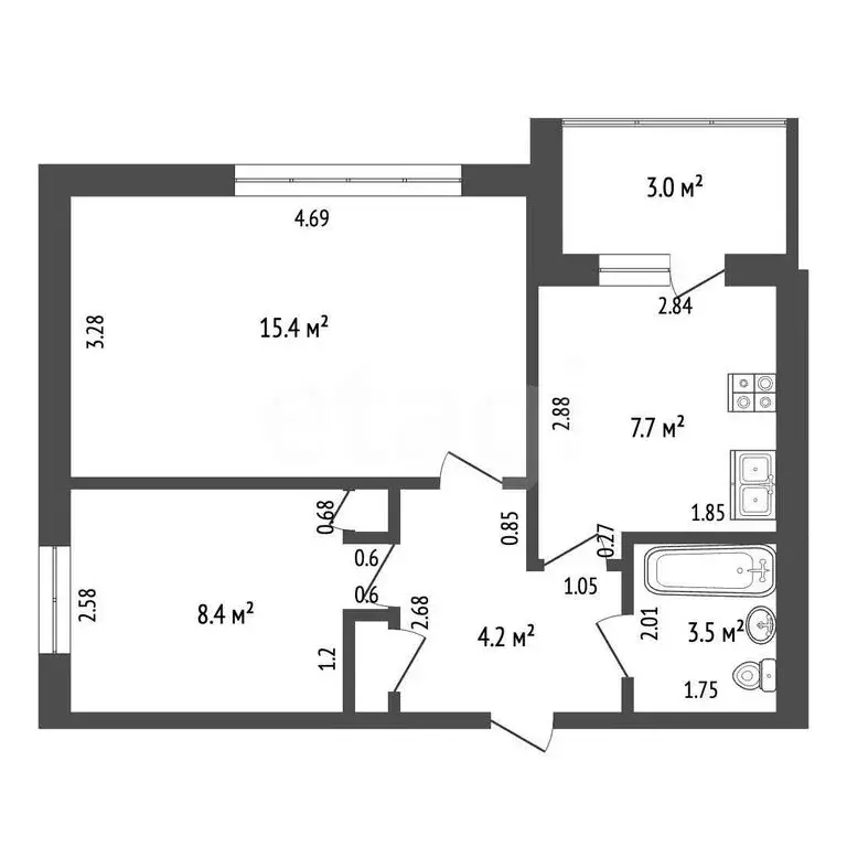 2-комнатная квартира: Самара, улица Авроры, 72 (40.3 м) - Фото 1