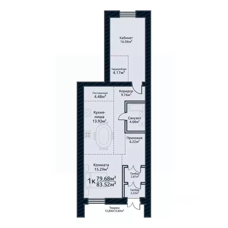 1-к кв. Томская область, Томск ул. Аркадия Иванова, 21 (83.52 м) - Фото 0