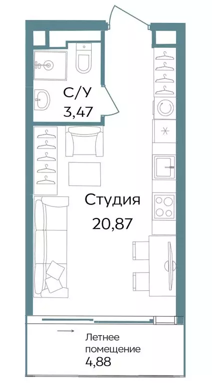 Квартира-студия: Республика Крым, Саки, курортный кластер Темпо (29.22 ... - Фото 0