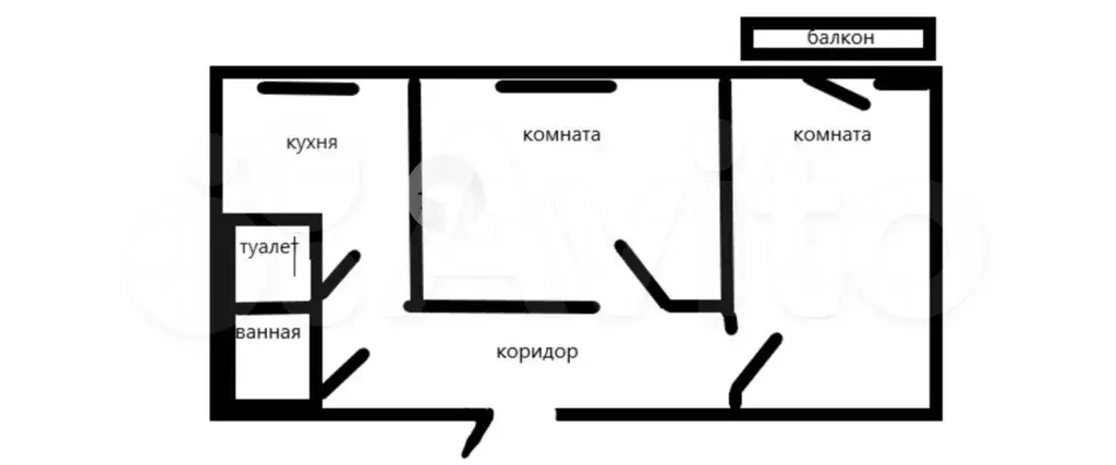 2-к. квартира, 43,7 м, 3/5 эт. - Фото 0