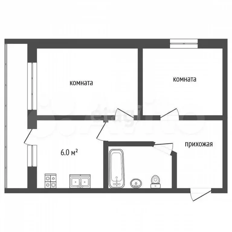 2-к. квартира, 40,6 м, 4/5 эт. - Фото 1