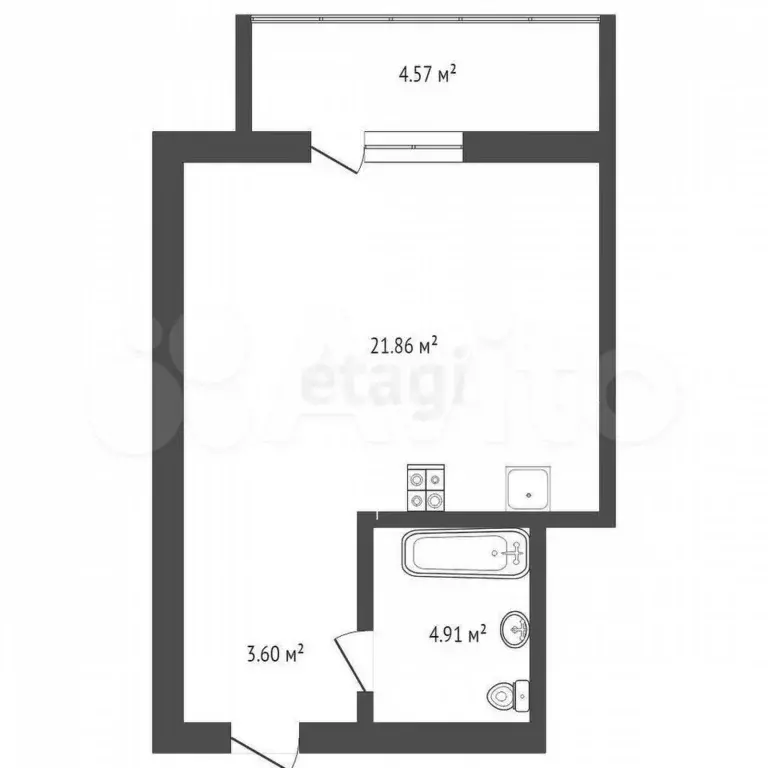Квартира-студия, 25,7 м, 1/5 эт. - Фото 0