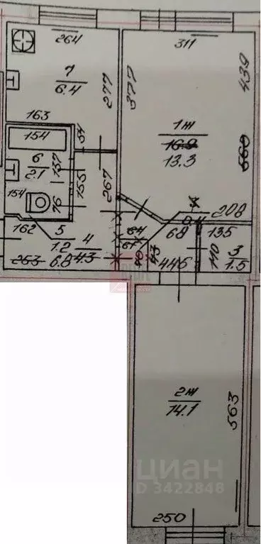 2-к кв. Калининградская область, Гурьевск Фабричная ул., 9 (45.4 м) - Фото 2