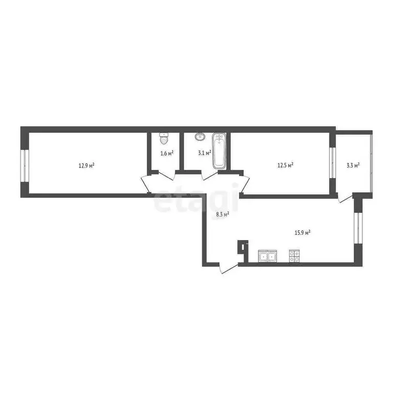 2-комнатная квартира: Тюмень, улица Сергея Свиридова, 5 (67.7 м) - Фото 1