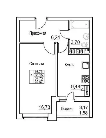 1-к кв. Ростовская область, Батайск ул. Клары Цеткин, 176А (38.0 м) - Фото 1