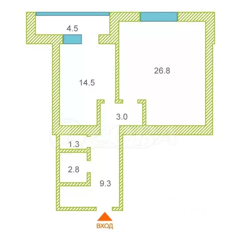 1-к кв. Тюменская область, Тюмень ул. Василия Гольцова, 10 (57.7 м) - Фото 1