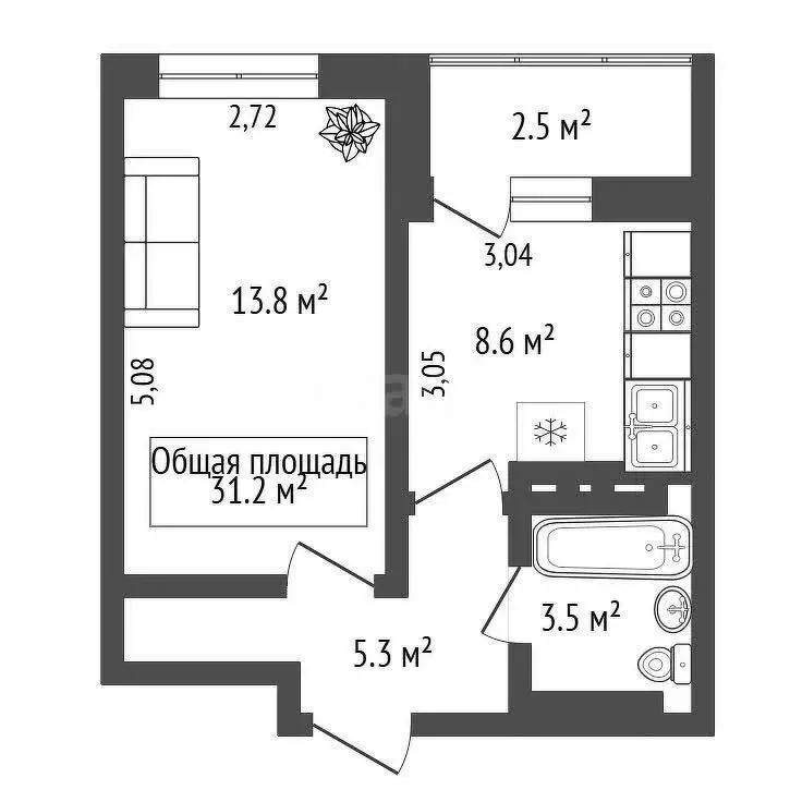 1-комнатная квартира: Новосибирск, Покатная улица, 55А (31.2 м) - Фото 0