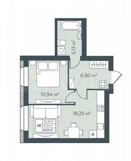 2-к. квартира, 41,1м, 2/9эт. - Фото 0