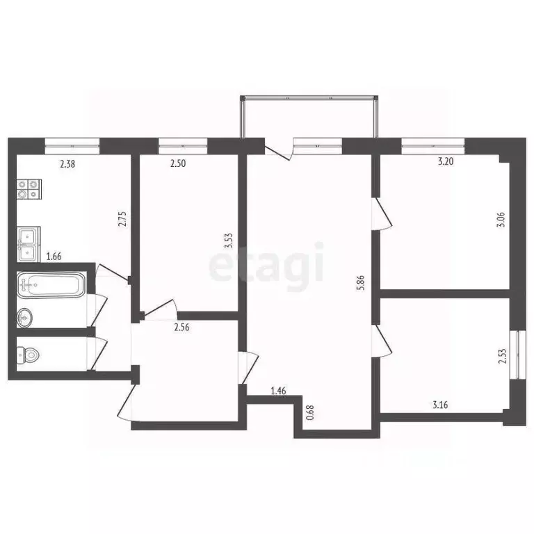 4-к кв. Калужская область, Калуга ул. Ленина, 35 (59.9 м) - Фото 2