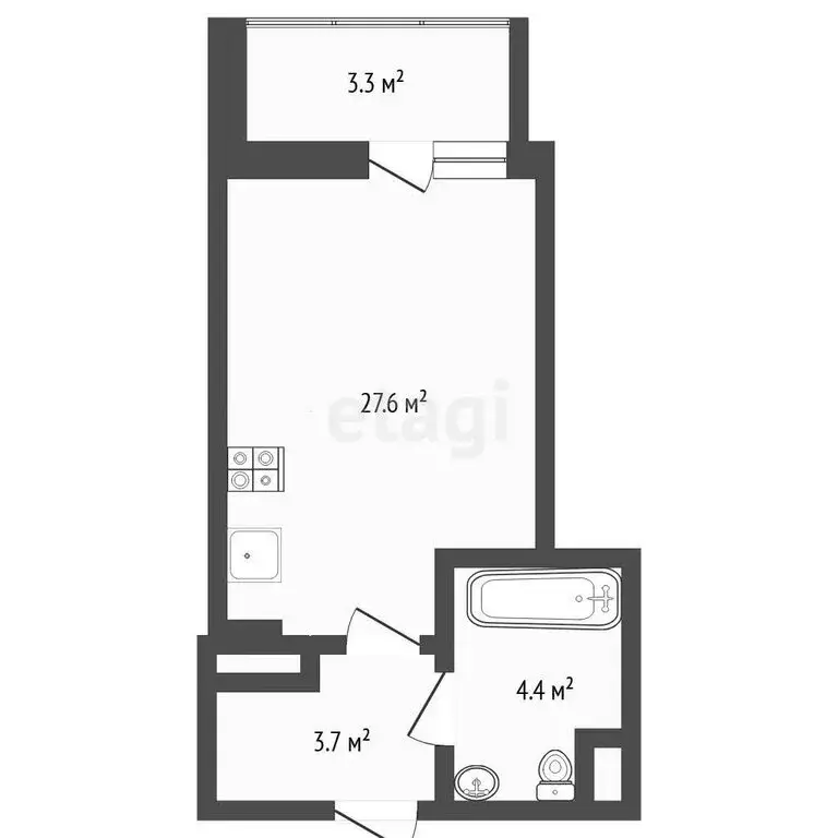 Квартира-студия: Тюмень, Интернациональная улица, 197В (24 м) - Фото 1