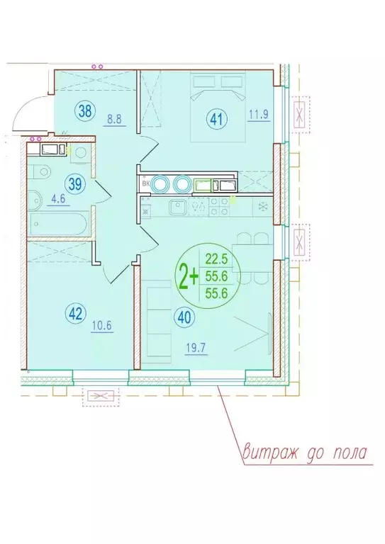 2-к кв. Астраханская область, Астрахань ул. Ахшарумова (55.6 м) - Фото 1