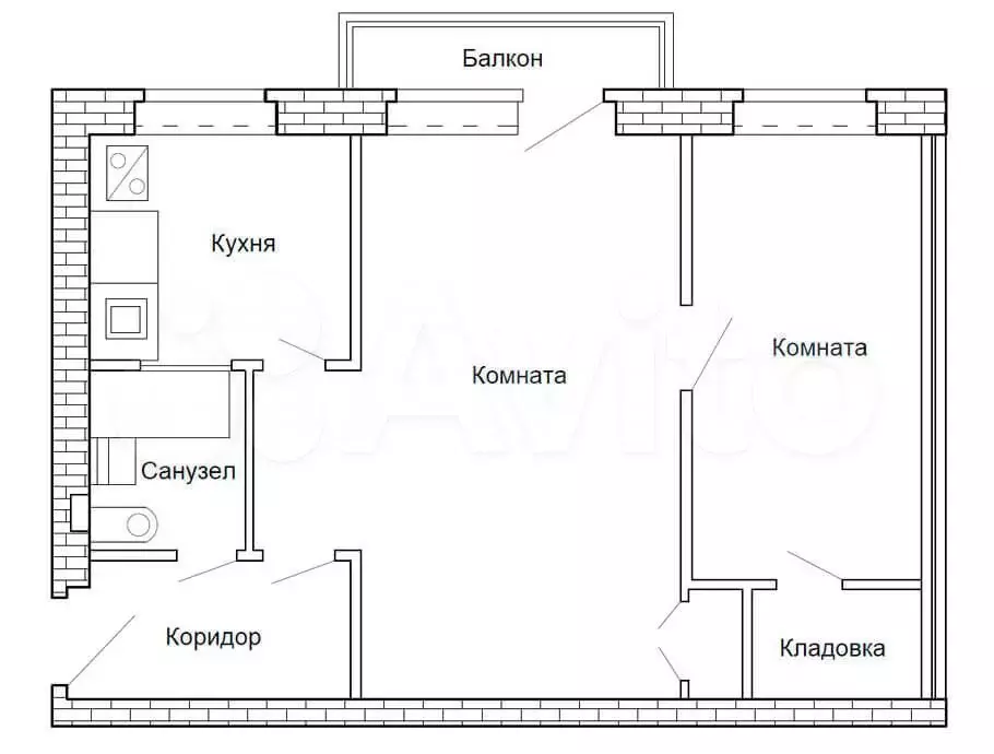 2-к. квартира, 46,2 м, 4/4 эт. - Фото 0