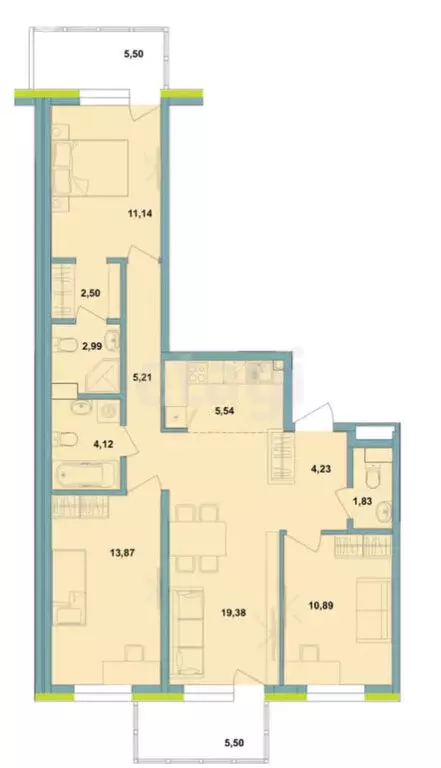 3-комнатная квартира: Казань, улица Шаляпина, 26 (82 м) - Фото 0