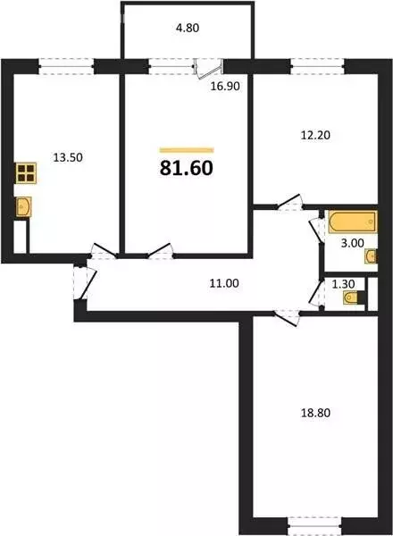 3-комнатная квартира: Пенза, улица Баталина, 29Ак1 (81.6 м) - Фото 0