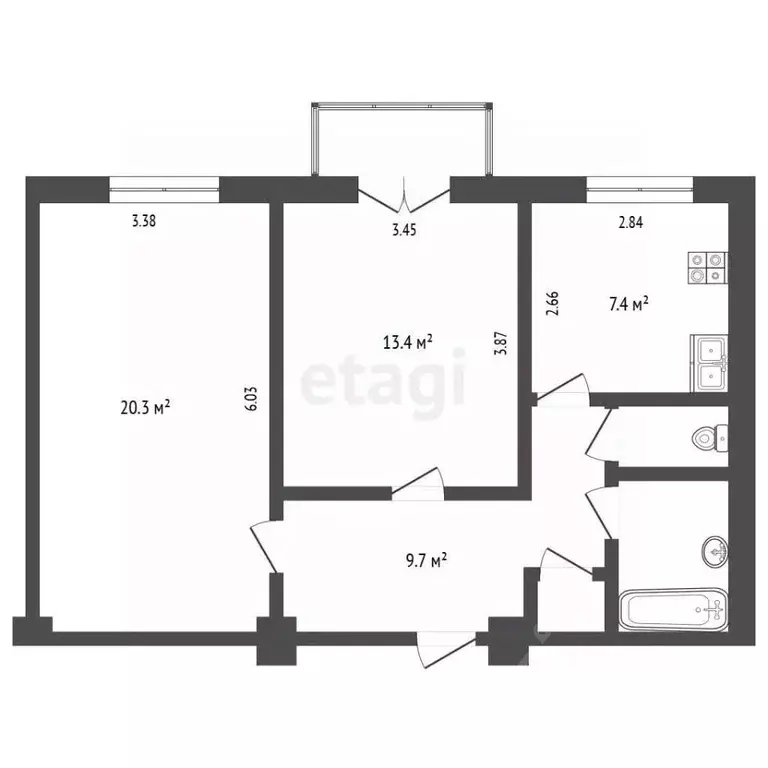 2-к кв. Москва ул. Михайлова, 26 (56.2 м) - Фото 2