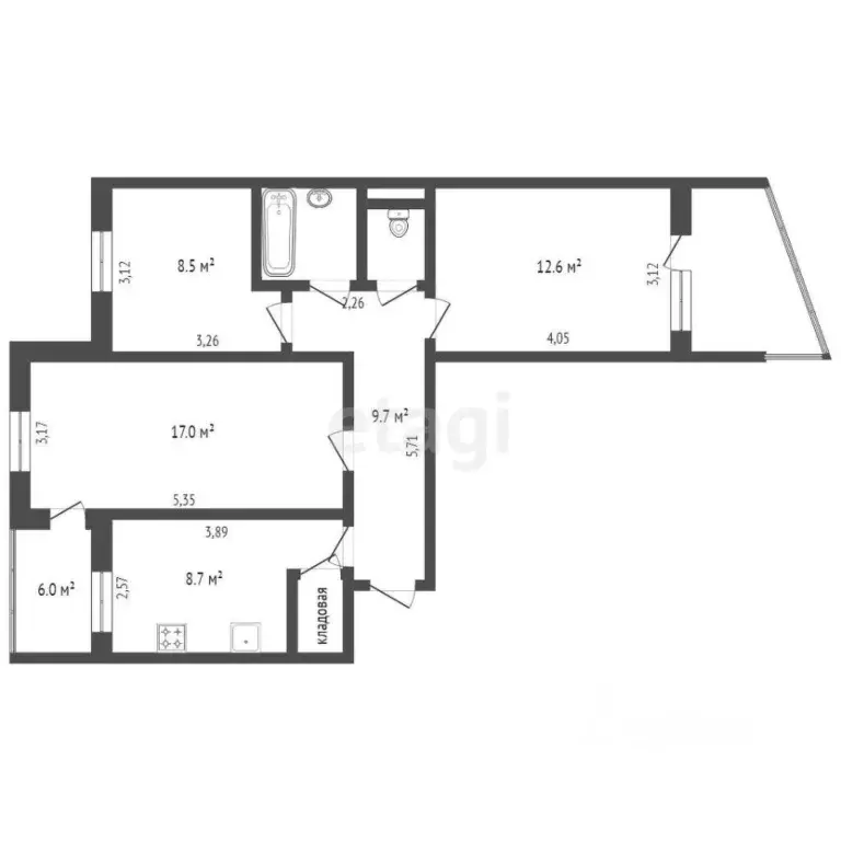 3-к кв. Крым, Симферополь ул. Марка Донского (64.4 м) - Фото 2