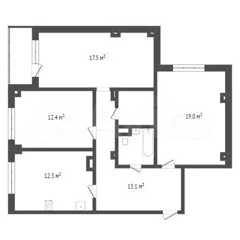 3-к. квартира, 77,6 м, 4/5 эт. - Фото 0