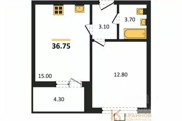 1-к кв. Воронежская область, Новоусманский район, пос. Отрадное ул. ... - Фото 0