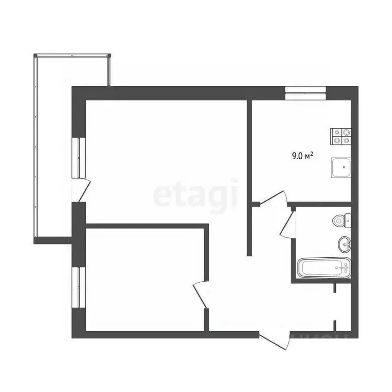 2-к кв. Тюменская область, Тюмень Шаимский проезд, 16 (41.1 м) - Фото 1