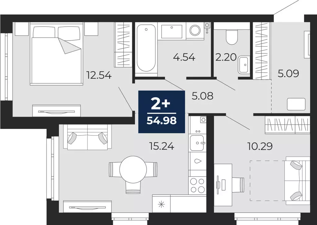 2-комнатная квартира: Тюмень, Арктическая улица, 16 (54.98 м) - Фото 0