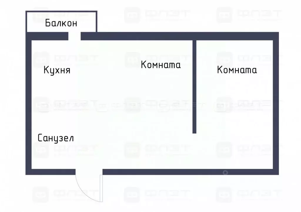 2-к кв. Татарстан, Казань ул. Латышских Стрелков, 33 (42.7 м) - Фото 1