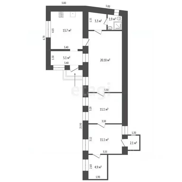 4-к кв. Крым, Симферополь ул. Ефремова (73.3 м) - Фото 2