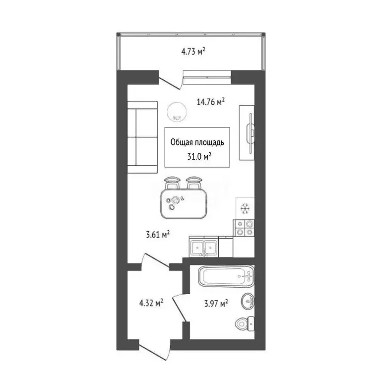 Квартира-студия: Новосибирск, Октябрьский район, микрорайон ... - Фото 1