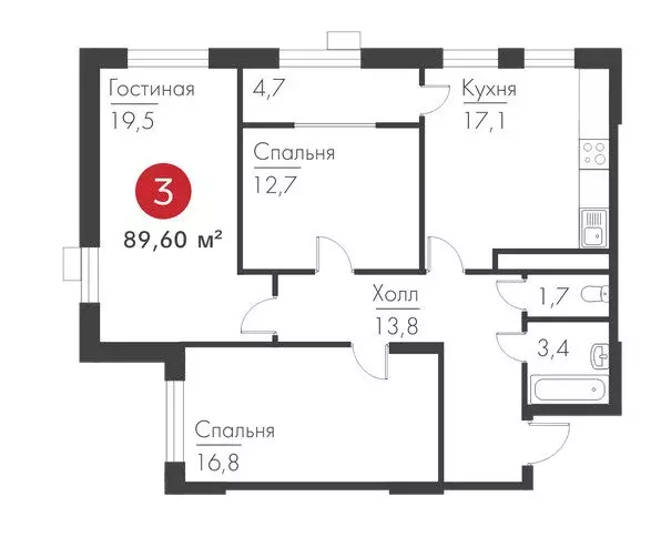 3-комнатная квартира: Самара, проспект Масленникова, 14Ас1 (89.2 м) - Фото 0