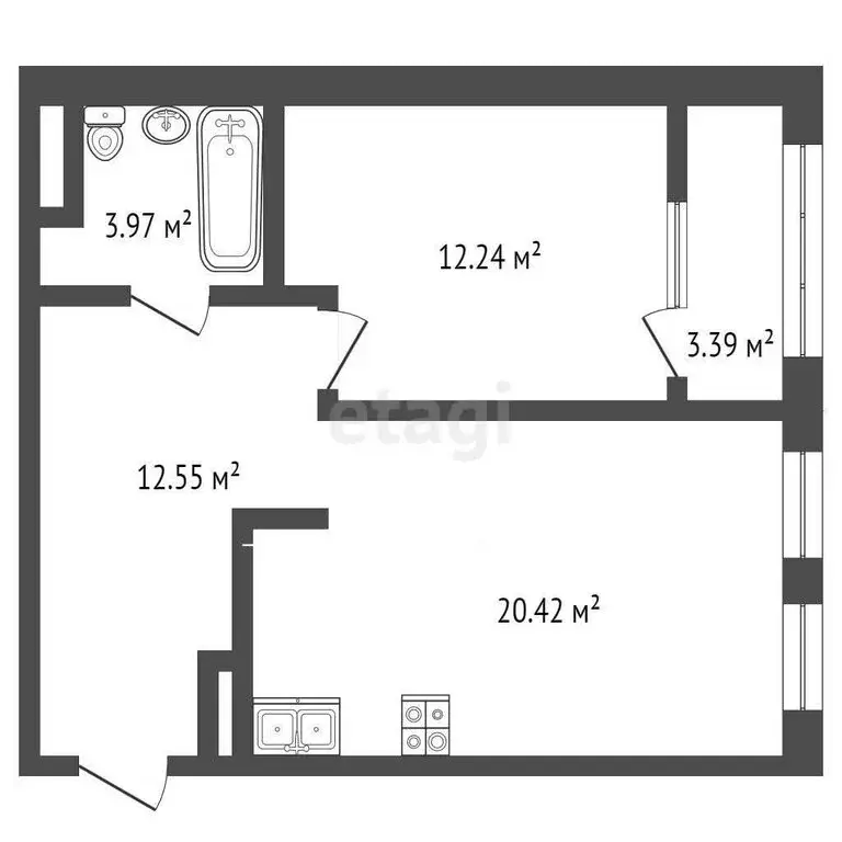 1-комнатная квартира: микрорайон Рощино, улица Александра Федоровича, ... - Фото 1