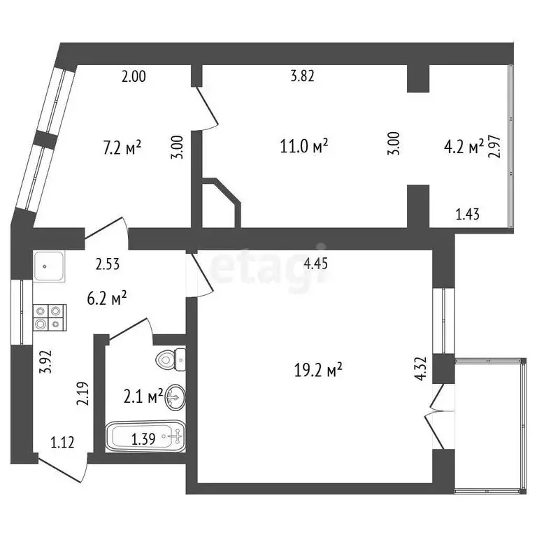 2-комнатная квартира: Ялта, улица Кирова, 151 (46.3 м) - Фото 1