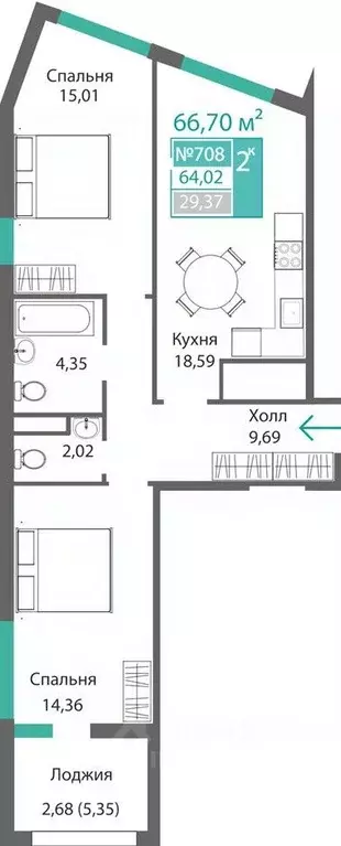 2-к кв. Крым, Симферополь Крымская роза мкр,  (66.7 м) - Фото 0