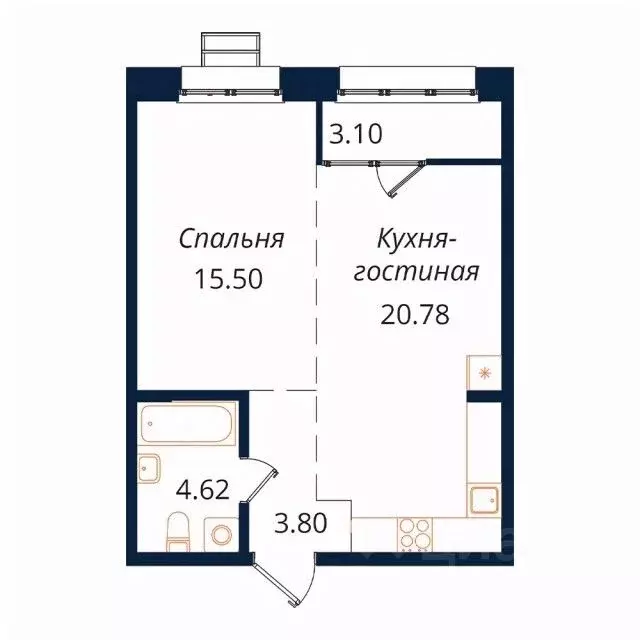 1-к кв. Иркутская область, Иркутск Байкальская ул., 246Б (47.8 м) - Фото 1