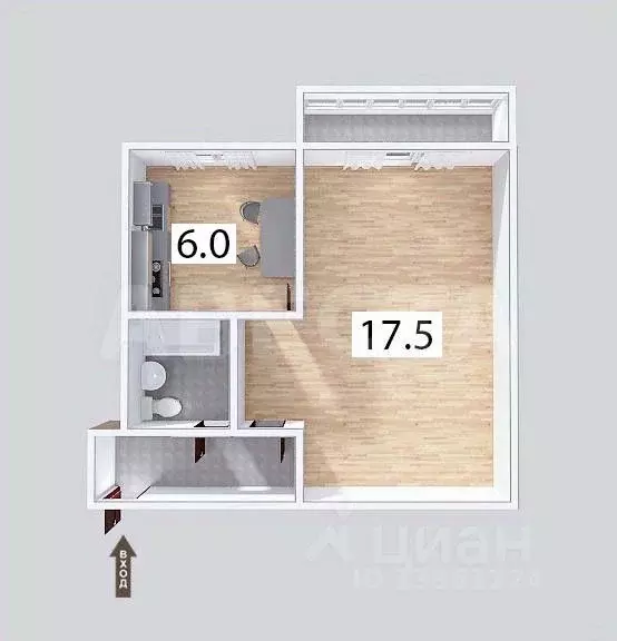 1-к кв. Омская область, Омск просп. Космический, 33 (30.0 м) - Фото 2