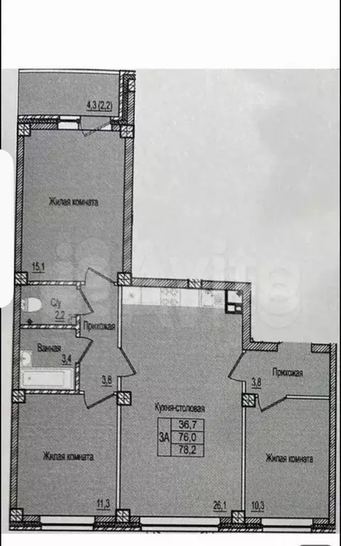 3-к. квартира, 75 м, 1/9 эт. - Фото 0