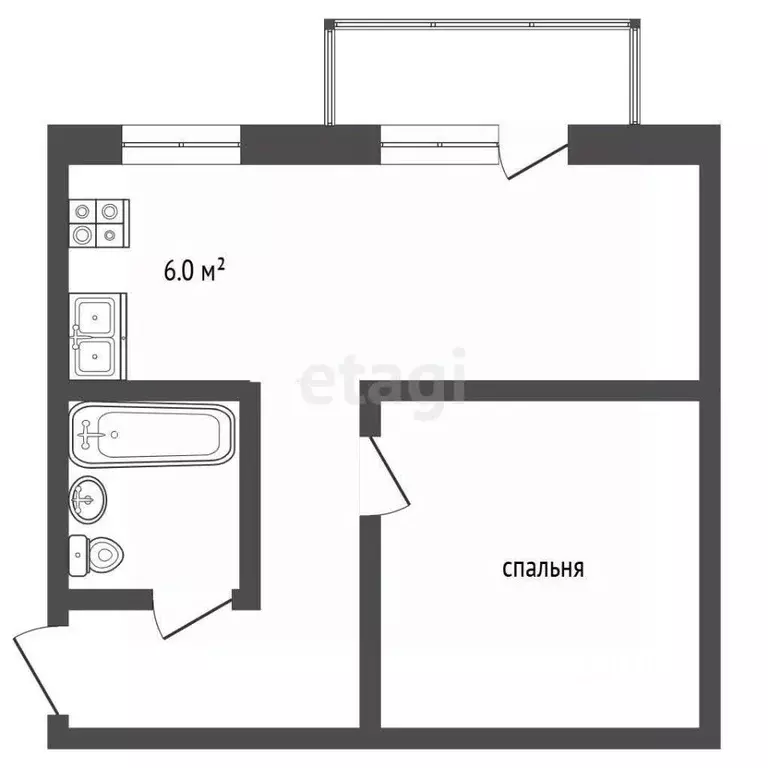 1-к кв. Челябинская область, Челябинск ул. Тимирязева, 19 (30.5 м) - Фото 2