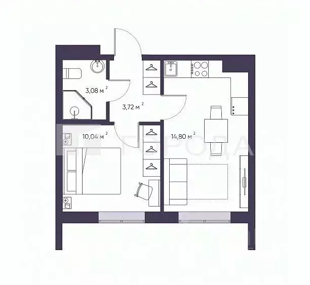 1-к кв. Томская область, Томск Енисейская ул., 35В (31.64 м) - Фото 1