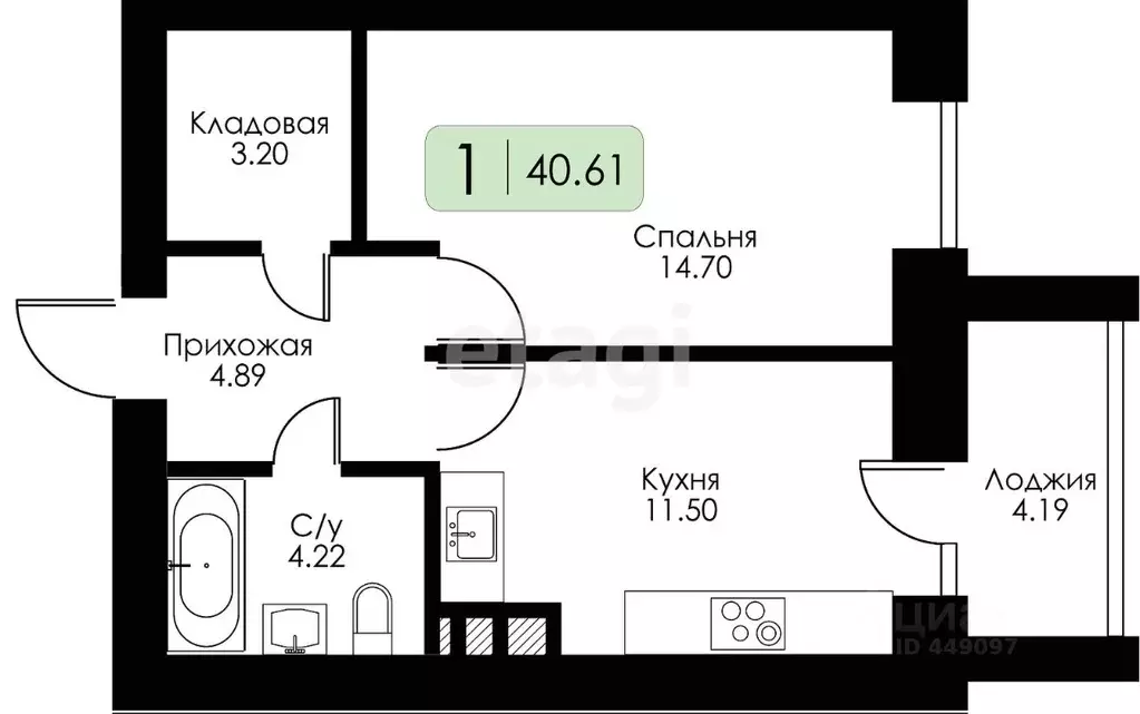 1-к кв. Смоленская область, Смоленск проезд Ипподромный, 7к2 (40.61 м) - Фото 1