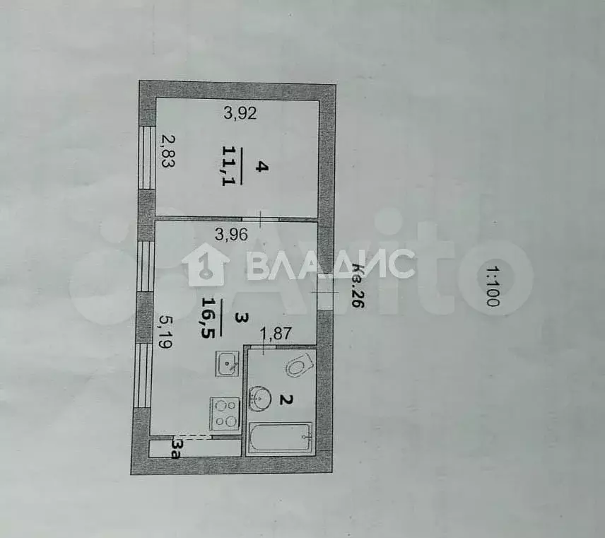 2-к. квартира, 32,2 м, 3/3 эт. - Фото 0