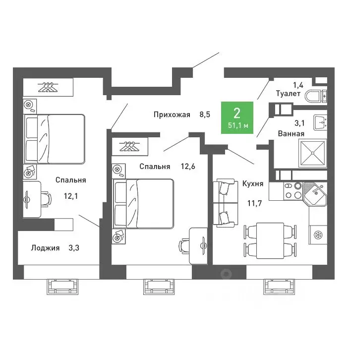 2-к кв. Воронежская область, Воронеж Ключи мкр, Ключи-клаб жилой ... - Фото 1